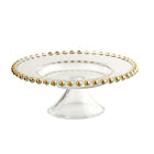 Elegance – Assiette à gâteau de 8 po sur pied à billes dorées-Type : Assiette à gâteau