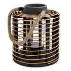 Truu Design Rattan and Wooden Lantern, 8 x 16 inches, Brown-Rope Handle