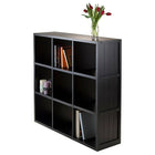 Winsome Timothy Storage Shelf with Wainscoting Panel, 3 x 3 Cube, 37.76" x 11.81" x 40.08", Black-Made from composite wood