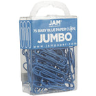 JAM Paper Coloured Jumbo Paper Clips, Large, Baby Blue Paperclips, 5 packs of 75, 375 Total (221819034g)-Material: Metal