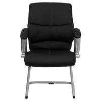 Flash Furniture Black Leather Executive Side Reception Chair with Silver Sled Base-Executive Guest Chair