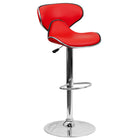 Flash Furniture Contemporary Cozy Mid-Back Red Vinyl Adjustable Height Barstool with Chrome Base-Mid-Back Design