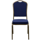 Flash Furniture HERCULES Series Crown Back Stacking Banquet Chair in Navy Blue Dot Patterned Fabric - Gold Vein Frame-Multipurpose Banquet Chair