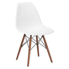 Nicer Furniture Eiffel Style Side Chair with Walnut Wood Legs - White - 2 Pack-High quality heavy-duty plastic molded seat with a matte finish