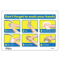 Zenith Pictogram Sign - Don't Forget to Wash Your Hands - 7" x 10" - Adhesive Vinyl - 6 Pack-Don't Forget to Wash Your Hands