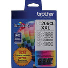 Brother LC205 TriColour Ink Cartridges, 3 Pack (LC2053PKS)-Yields up to 1,200 pages total