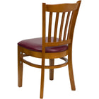 Flash Furniture HERCULES Series Vertical Slat Back Cherry Wood Restaurant Chair - Burgundy Vinyl Seat - 2 Pack-2.5" Thick Foam Padded Seat