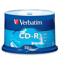 Verbatim 700 MB 52x CD-R, Branded Surface, Spindle, 50 Pack-Blank CD-R media