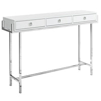 Monarch Specialties 3297 Accent Table - 48"L/Glossy White/Chrome Metal-Modern elegant design in a chic glossy white finish