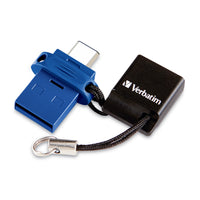 Verbatim 128 GB Store 'n' Go Dual USB 3.2 Gen 1 Flash Drive for USB-C Devices - Blue-Easily transfer files between USB Type-C equipped device and other PC's