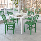 Flash Furniture Commercial Grade Green Metal Indoor-Outdoor Chairs - 2 Pack-Screw Leveling Floor Glides