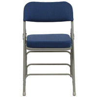 Flash Furniture HERCULES Series Premium Curved Triple Braced & Double Hinged Navy Fabric Metal Folding Chair-Padded Metal Folding Chair