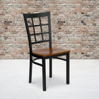 Flash Furniture HERCULES Series Black Window Back Metal Restaurant Chair - Cherry Wood Seat-.625'' Thick Plywood Seat