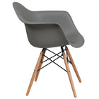 Flash Furniture Alonza Series Plastic Chair with Wooden Legs - Moss Grey - 2 Pack-Curved Arms