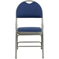Flash Furniture HERCULES Series Ultra-Premium Triple Braced Navy Fabric Metal Folding Chair with Easy-Carry Handle-Padded Metal Folding Chair