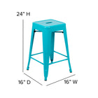 Flash Furniture 24" Bar Stool - Stackable - Teal - 4 Pack (4ET3132024TLR)-Weight Capacity: 440 lb.
