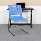 Flash Furniture HERCULES Series Sled Base Stack Chair with Air-Vent Back - Blue - 5 Pack-Black Powder Coated Sled Base Frame with Plastic Floor Glides