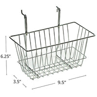 Azar Displays Wire Basket, Chrome, 6.25" , 2 Pack (300620)-2 wire hooks attached for easy mounting