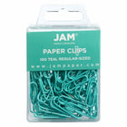 JAM Paper Colored Standard 1" Paper Clips - Teal - 3 Packs of 100-Color: Teal