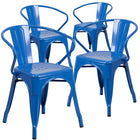 Flash Furniture Chaise pour intérieur / extérieur en métal bleu avec appuis-bras-Quantité de pile: 8