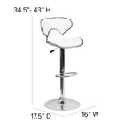 Flash Furniture Contemporary Cozy Mid-Back White Vinyl Adjustable Height Barstool with Chrome Base-Seat Adjusts from Counter to Bar Height