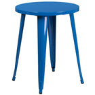 24'' Round Blue Metal Indoor-Outdoor Table Set with 4 Arm Chairs (CH-51080TH-4-18ARM-BL-GG)-Metal
