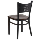 Flash Furniture HERCULES Series Black Coffee Back Metal Restaurant Chair - Walnut Wood Seat - 2 Pack-.625" Thick Plywood Seat