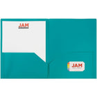 JAM Paper Plastic POP Two Pocket Folders, Teal Blue, 12 Pack (382Eteg)-12 per pack