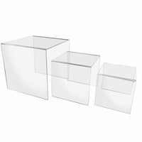 Eddie's Acrylic Large Square Risers - Clear - Set of 3 - 2 Sets/Pack-Display Risers