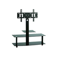 TygerClaw 3-Layer TV Stand with 37" - 60" Mounting Bracket, (LCD8401BLK)-TV Stand with 3 black glass layers (1 small layer and 2 wide layers) and mounting bracket