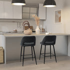 CorLiving DDW-350-B Blakeley Velvet Barstool in Black - Set of 2-Convenient footrest for ease and comfort