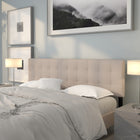 Flash Furniture Bedford Tufted Upholstered King Size Headboard - Beige Fabric-Box Stitch Design