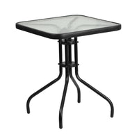 Flash Furniture 23.5" Square Tempered Glass Metal Table-Patio Table