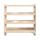 Flash Furniture Bright Beginnings Commercial Grade Space Saving 4 Shelf Wooden Mobile Classroom Storage Cart w/ Casters- Natural-Wooden 4 Shelf Mobile Classroom Storage Unit