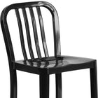 Flash Furniture 24" High Black Metal Indoor-Outdoor Counter Height Stool with Vertical Slat Back-Footrest