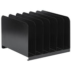 Merangue Metal Vertical File Organizer - 6 Compartments - Black-File organizer with 6 vertical compartments designed to accommodate letter and legal sized documents