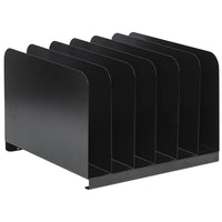 Merangue Metal Vertical File Organizer - 6 Compartments - Black-File organizer with 6 vertical compartments designed to accommodate letter and legal sized documents