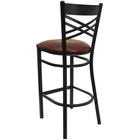 Flash Furniture HERCULES Series Black "X" Back Metal Restaurant Barstool - Burgundy Vinyl Seat - 2 Pack-2.5" Thick Foam Padded Seat
