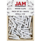JAM Paper Wood Clothing Pin Clips, Small 7/8, White, 5 packs of 50, 250 Total (2230717360g)-Size: 7/8"