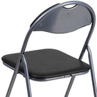 Flash Furniture HERCULES Vinyl Metal Folding Chair with Carrying Handle - Black - 4 Pack-Floor Protector Glides