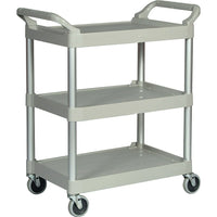 Rubbermaid Light Duty 3-Shelf Plastic Utility Cart, Gray-Shelf Size W" x D" x H" - 19 x 34 x 38