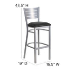 Flash Furniture HERCULES Series Silver Slat Back Metal Restaurant Barstool - Black Vinyl Seat - 2 Pack-18 Gauge Steel Frame