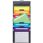 Smead Cascading Wall Organizer, Grey with Bright Pockets (SMD92060)-Gray/Plastic