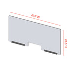 Mark Maker Modular Sneeze Guard Front - 47.5" W x 23.5" H panel 1/4" Clear Acrylic -2 12" aluminum bottom rails-with 4"x12" pass-Made from 1/4” clear acrylic.