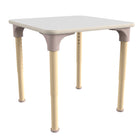 Flash Furniture Bright Beginnings 24" Square Commercial Grade Wooden Adjustable Height Classroom Activity Table - Beech/White-Floor Protector Plastic Glides Prevent Indoor Flooring Damage