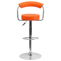 Flash Furniture – Tabouret de bar ajustable contemporain en vinyle orange avec pied et accoudoirs chromés (CHTC31060ORG)-Tabouret style rétro