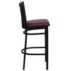 Flash Furniture HERCULES Series Black School House Back Metal Restaurant Barstool - Burgundy Vinyl Seat - 2 Pack-Burgundy Vinyl Upholstered Seat