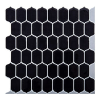 Truu Design Oval Peel and Stick Wall Tiles, 10 x 10 inches, Black, 6 Pieces-Set: includes 6 wall tiles in total