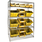 Kleton Heavy-Duty Wire Shelving Units With Storage Bins, 5 Tiers, 48" W x 74" H x 24" D - Yellow-Depth: 24"