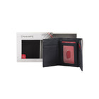 Champs Black Label Leather RFID Tri-fold Wallet, Navy-Double bill compartment
